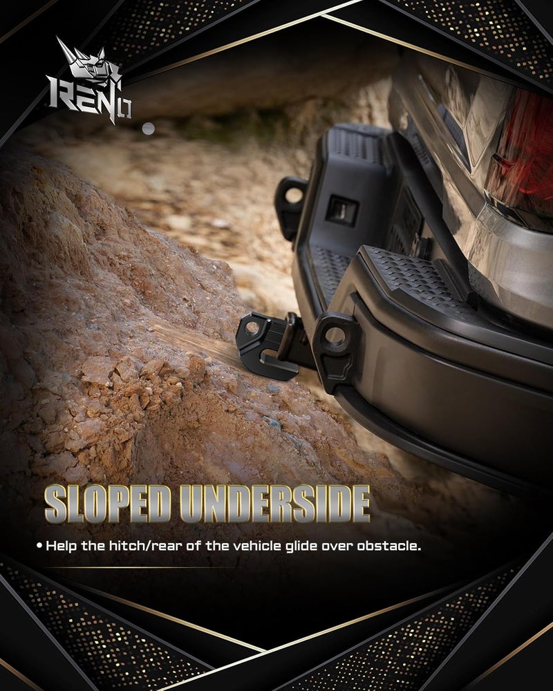 Reno Hitch Slider, 2" Receiver Slider Skid Protection 45,000 lbs Compatible with 3/4" D-Ring or Soft Shackle for Trucks Off-Road Vehicle Towing Recovery Hitch Protection (Aluminum, Black) - Image 2